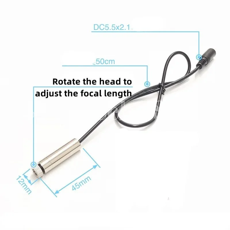 100mW 50mw 30mW 20mw 10mw 12MM red light adjustable focal length laser module DC plug laser positioning  cross shaped  dot shape
