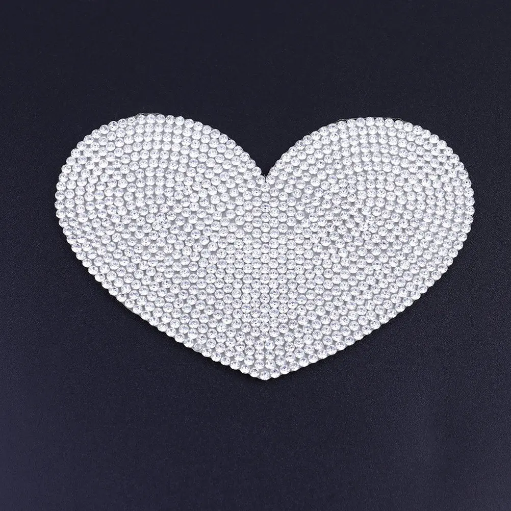 2Pcs Heart Shape Bling Rhinestone Stickers Self-Adhesive Decorative Stickers for Clothes Jeans Backpacks Cars Windows Curtains