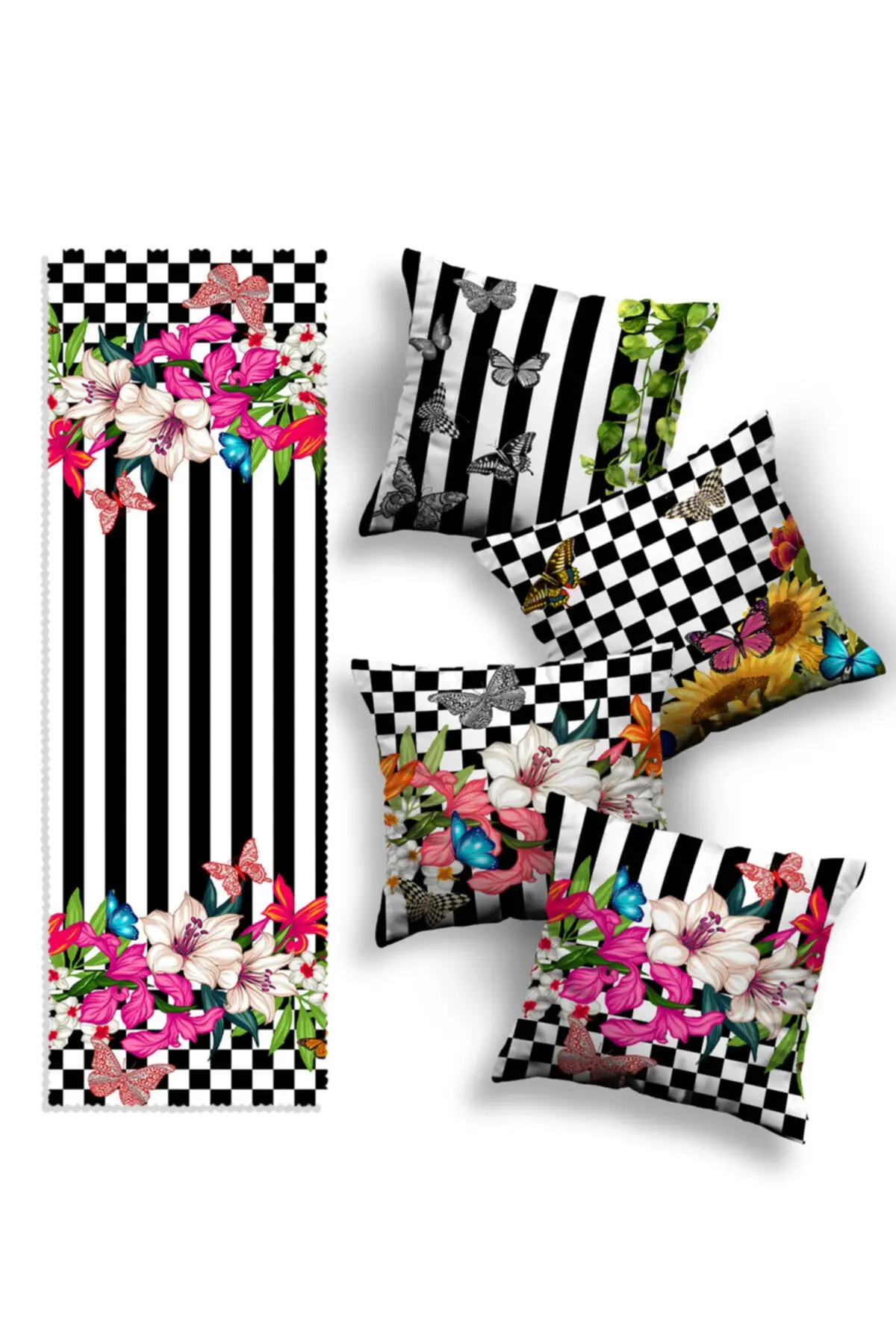 Special Design 4 Pieces Cushion Cover and Runner Set Home Decoration