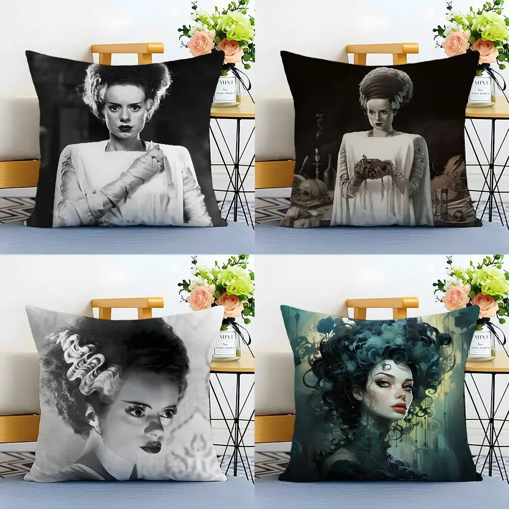 Horrible Bride of F-Frankenstein Pillow Case Anti-dustmite Pillowcase Invisible zipper silky plush Sofa