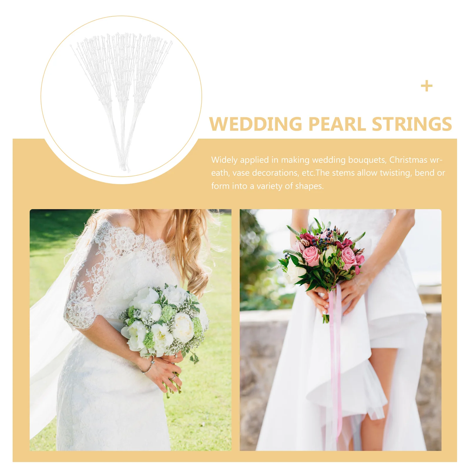 

100pcs Pearl Wedding Bouquet Sticks Floral Beaded Sticks Durable Abs Material Stems Bridal Garland Decor Diy Pearl