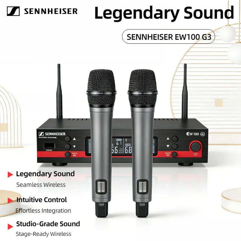 

Беспроводная система микрофонов Sennheiser EW100 G3, профессиональная, UHF 600-699 МГц, металлические ручные микрофоны для сцены и караоке