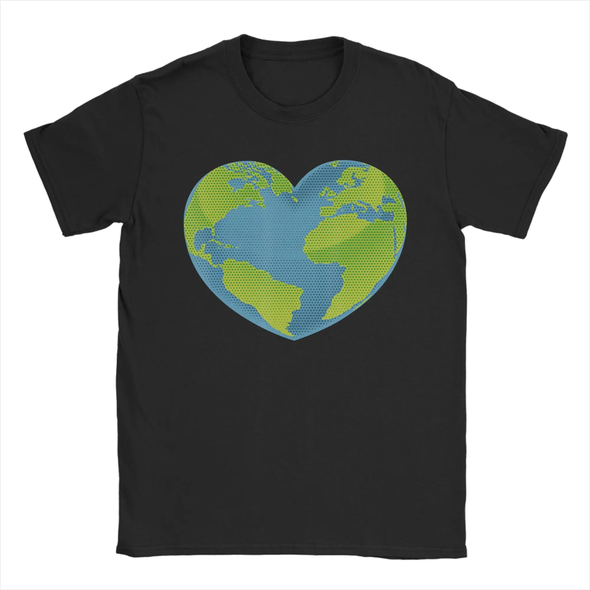 Earth Love Power Peace World T Shirt Men's  Cotton Funny T-Shirt O Neck  Tee Shirt Short Sleeve Clothes Gift Idea