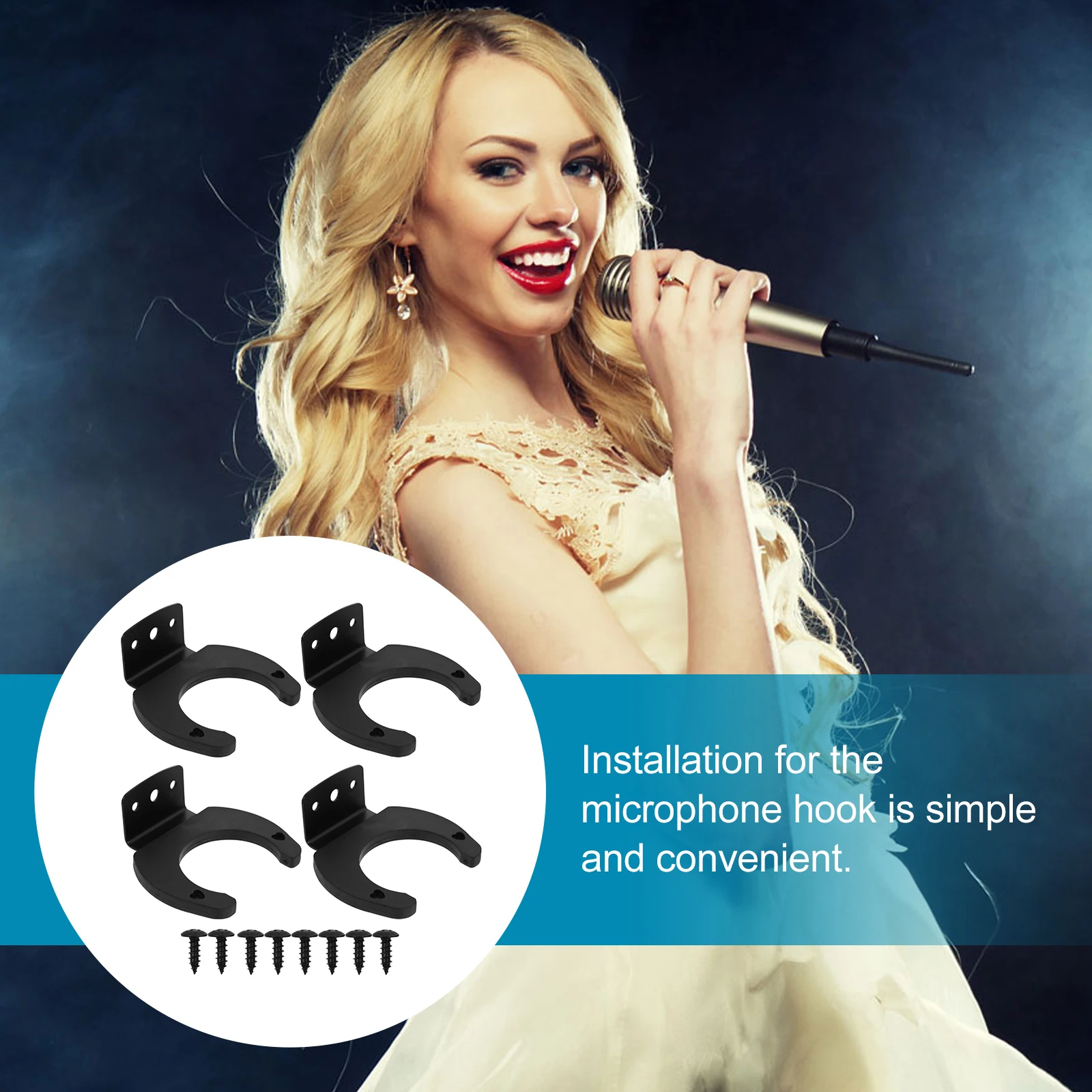 

4pcs for Wireless Mics Table Microphone Stand Stands Microphone Wall Clip Silicone Wall Mount Clips Accessories