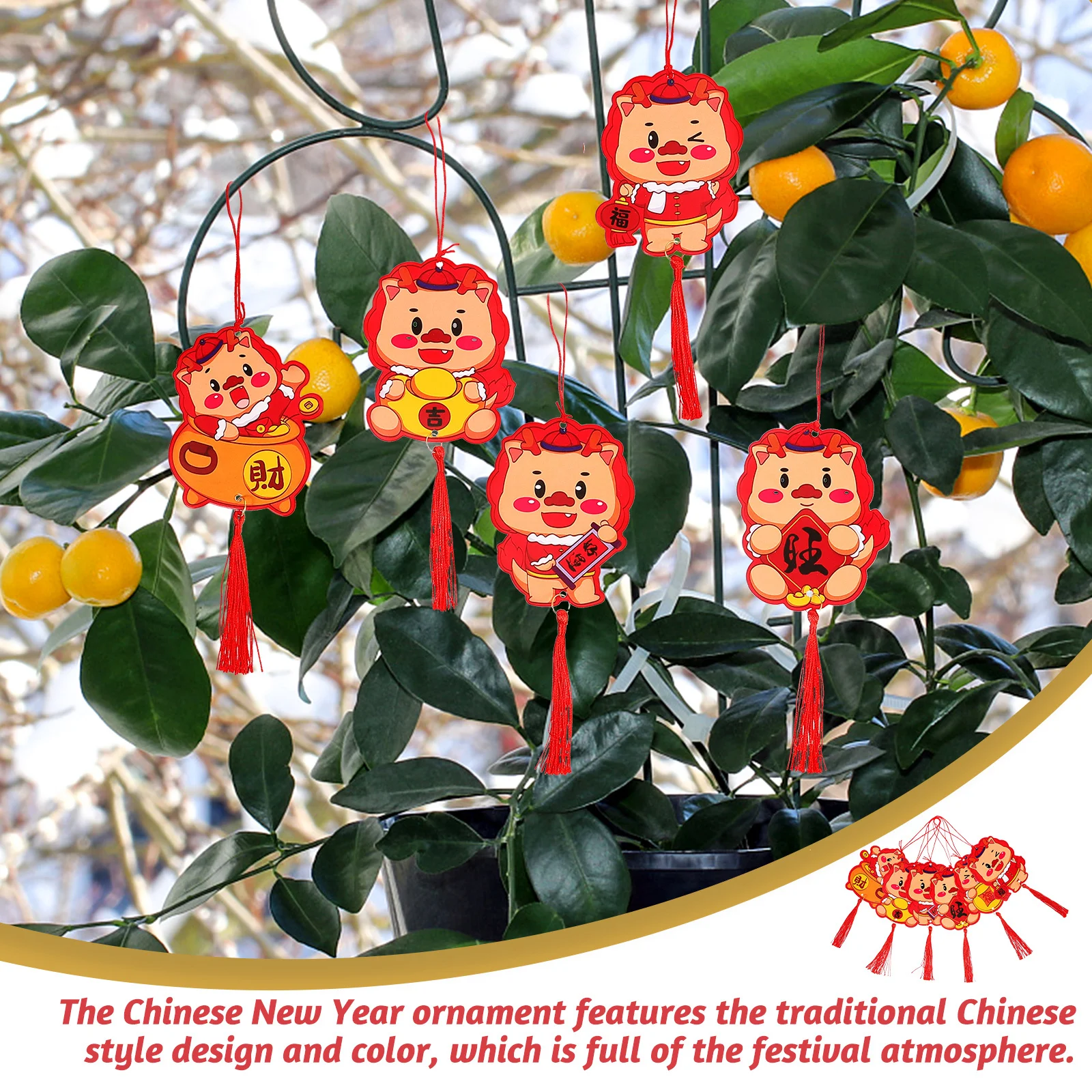 6 шт., новогодний подвесной декор, подвеска в китайском стиле, праздничные принадлежности, весенние праздничные украшения, настенное внутреннее украшение для дома