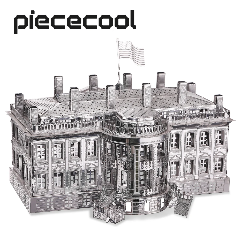 Piececool 3D 금속 퍼즐 백악관 모델 빌딩 키트 DIY 장난감 성인 퍼즐 맞추기 두뇌 티저 