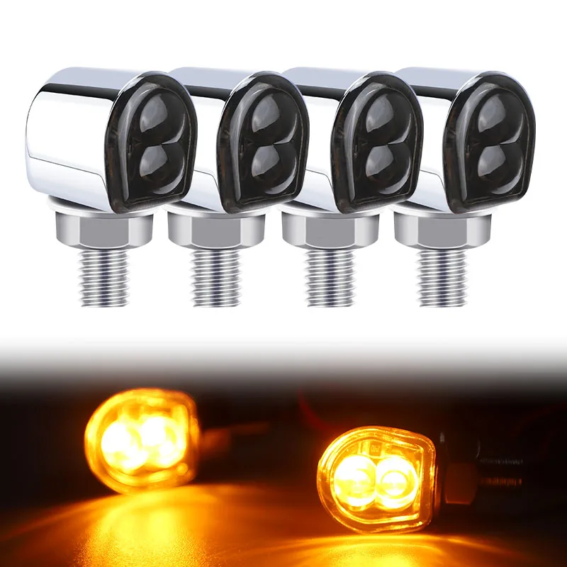 

Хромированный мини-светодиодный указатель поворота, алюминиевый мотоцикл M8, мигалка, индикаторная лампа для Honda Yamaha Cafe Racer Chopper Bobber 12 В