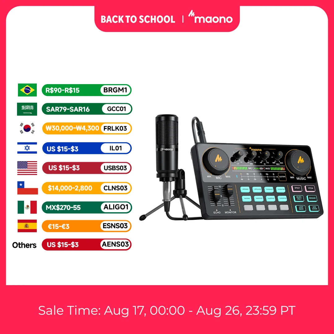 MaonoCaster AM200-S1 Audio-Interface Podcast-Studio Soundkarten-Set mit Mikrofon für Live-Streaming, Aufnahmen, YouTube, PC/Handy