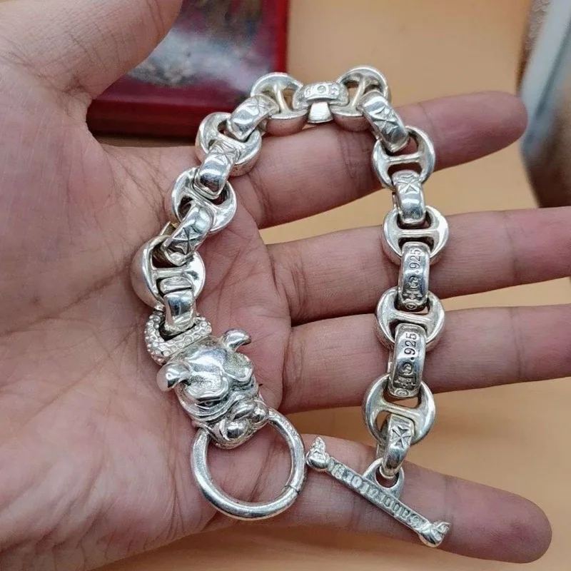 

Retro Aged Pitbull Bracelet, Handmade Vintage Design, Domineering Punk Style, Men's Unique Zodiac Festival Gift Jewelry