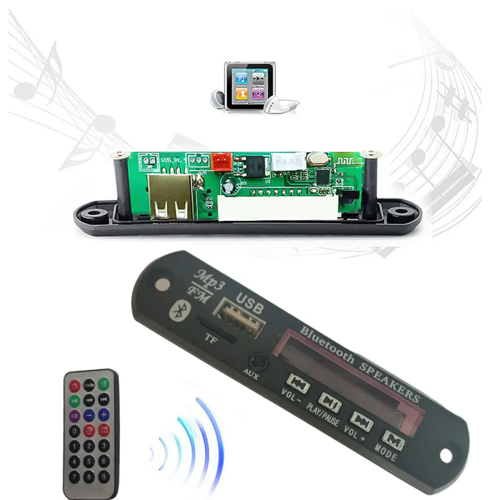 Digital Display MP3 Player Decoding Board Bluetooth-compatible 12V In-dash LED Screen Radio Receiver Automobile with Remote