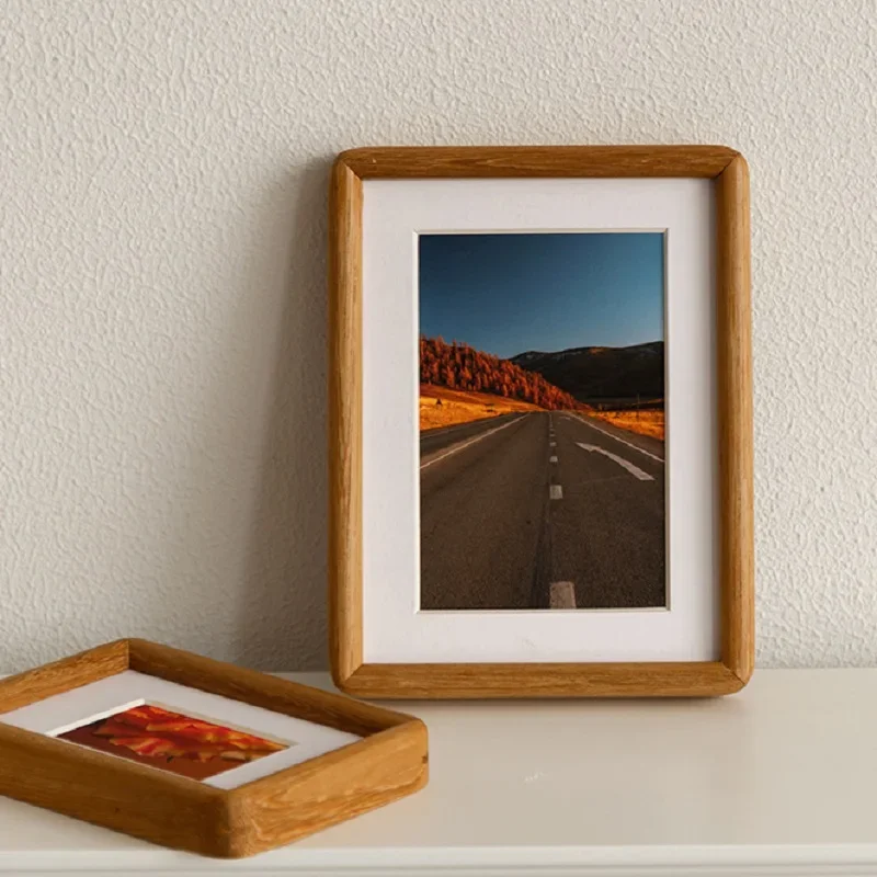Solid Wood Round-Corner Photo Frame Stand Black Walnut & Teak Wood Picture Frame for Home Decor and Art Display