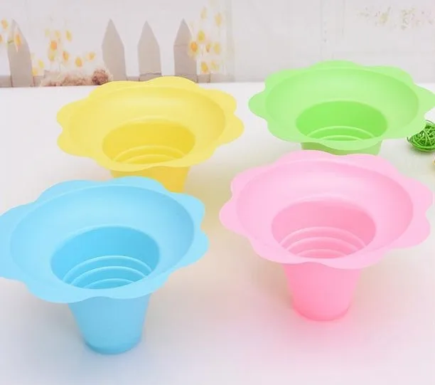 1000psc/lot disposable plastic ice cream Parfait sundae cup Flower shape cups Bowls 250ML Event Party Wedding