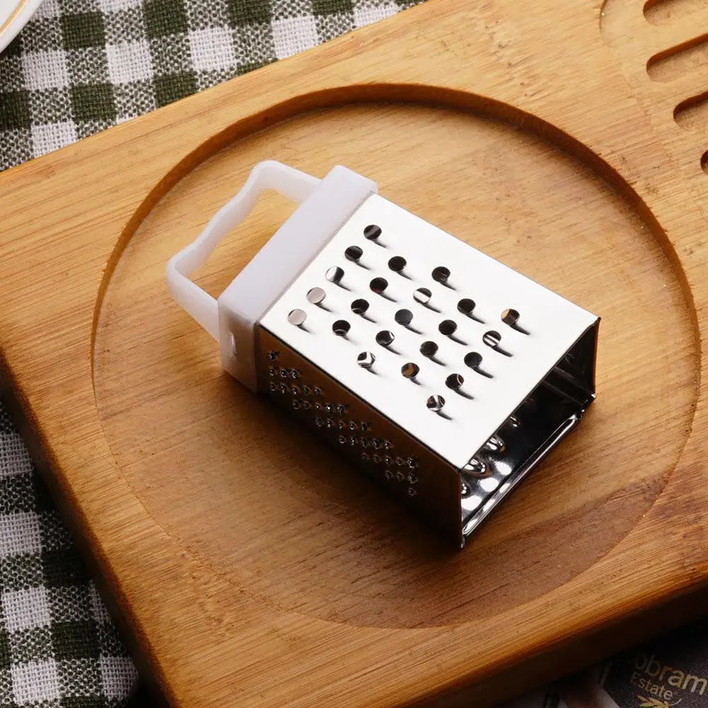 Mini grattugia a quattro lati in acciaio inossidabile Pialla per verdure multiuso Lame a 4 lati Contenitore per grattugia per scatola domestica