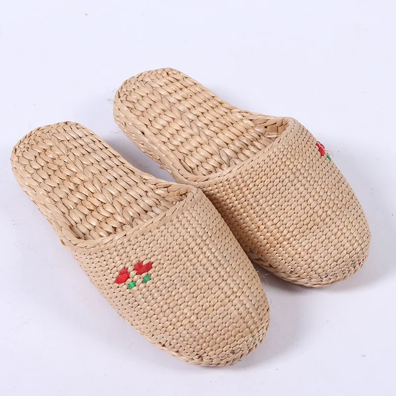 Pure handmade men's and women's cassava shoes slippers non-slip cotton and linen walking sandals floor straw hand-woven