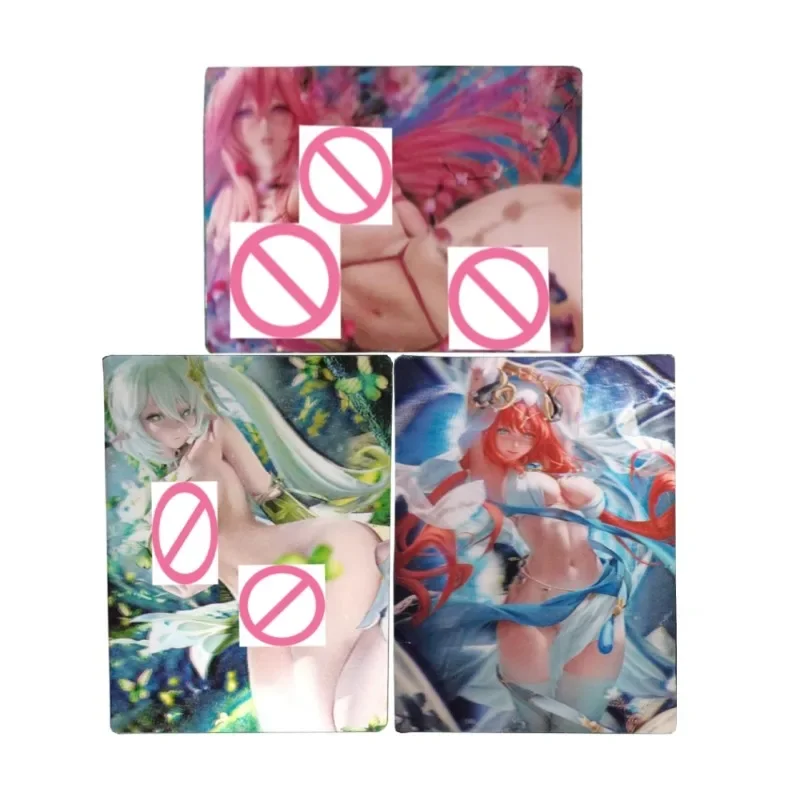 

3pcs/set Genshin Impact Yae Miko The Greater Lord Rukkhadevata Nilou DIY 3D Flash Card Anime Classics Game Collection Cards Toy