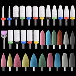 Ceramic Nail Drill Bits for Acrylic Gel Remove Rubber Silicone Milling Cutter for Electric Drill Machine Manicure Pedicure