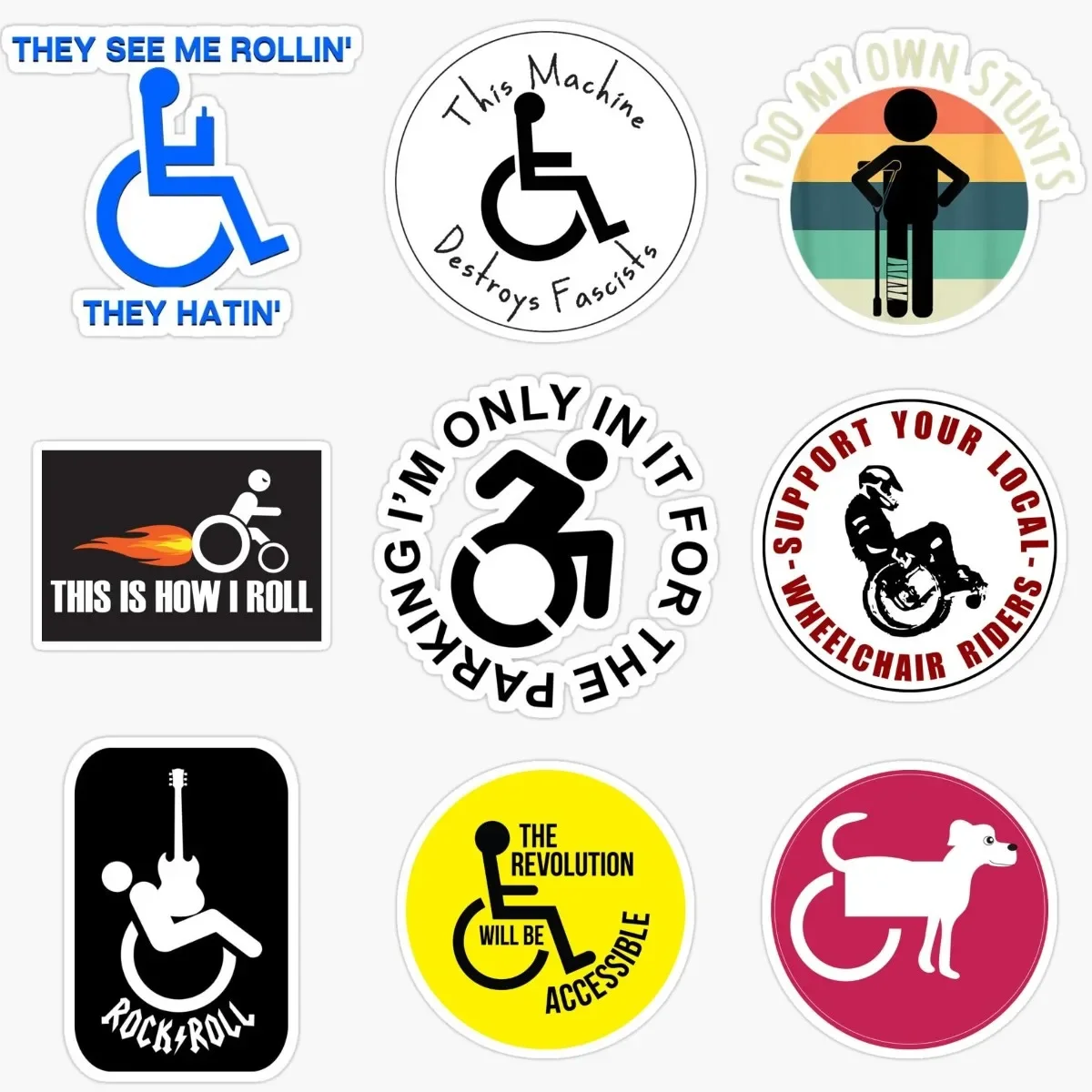 

Creative Disabled Wheelchair Handicap Waterproof Accessories Sticker for Decorate Fridge Wall Room Car Helmet Camper Decal
