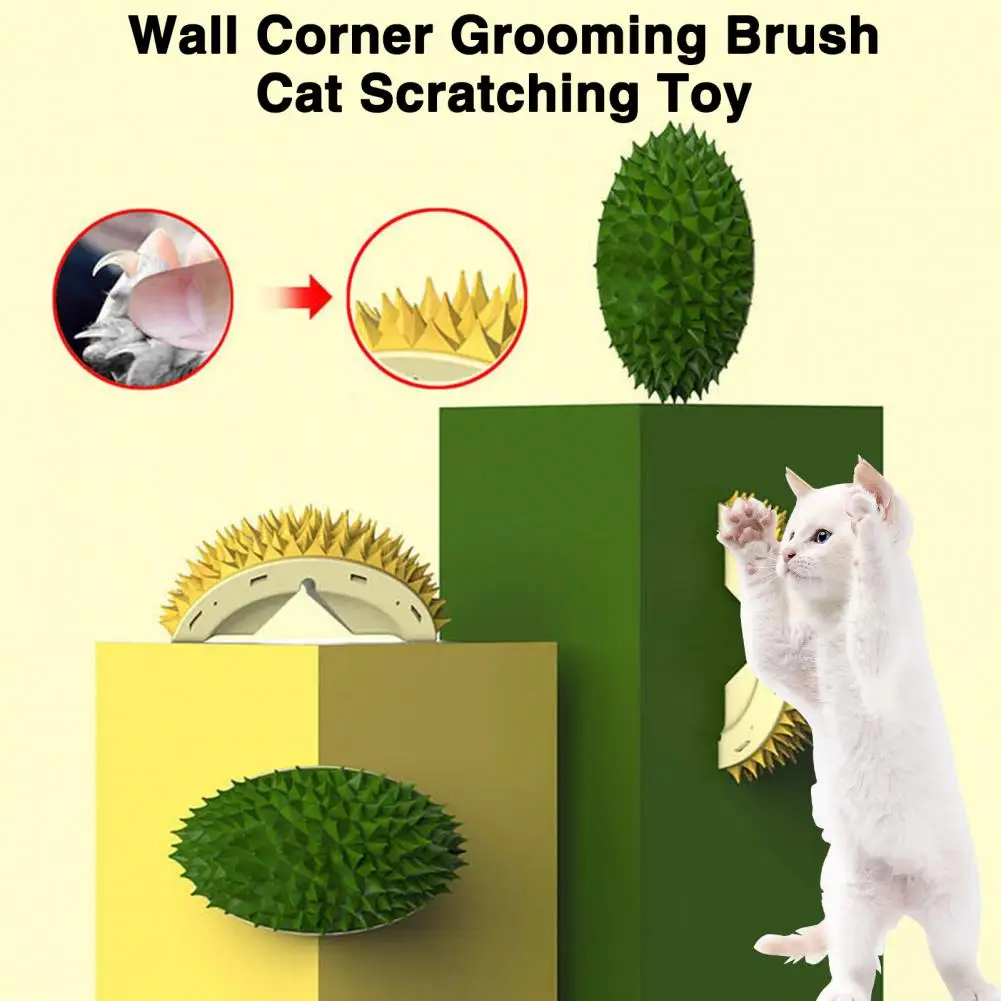 

Cat Scratcher Toy Multifunctional Cat Supplies Creative Durian Self Groomer Wall Corner Brush Slow Feeder Kitten Scratcher Toy