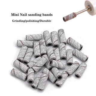 TFSCLOIN 30pcs/box Nail Small Mini Stainless Steel Sanding Bands Mandrel For Manicure Sandpaper Ring Holder Nail Drill Accessori