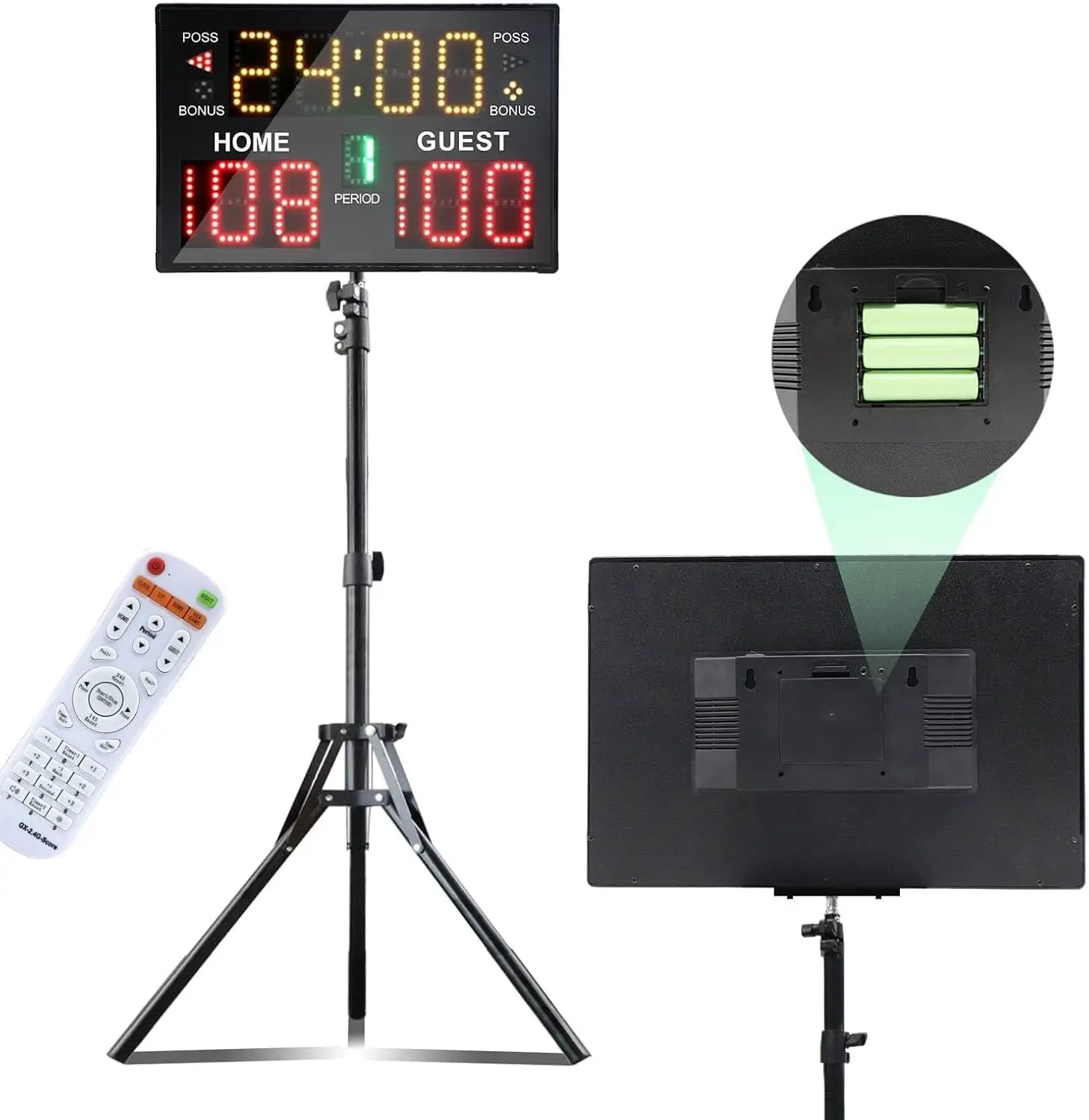 

Digital Scoreboard with Timer & Remote, Portable Battery-Powered for Baseball Tennis Soccer Volleyball Ping Pong Games