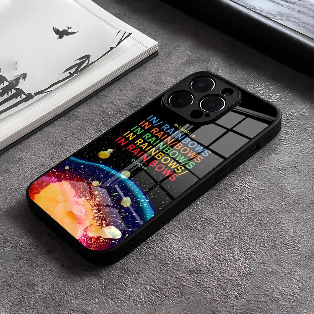 Epc R-Radiohead Band Rainbow Phone Case For IPhone 15 Pro Max 12 16 14 Plus 11 13 Pro X XR XS 7 8 Plus SE Glass Design Back Cove