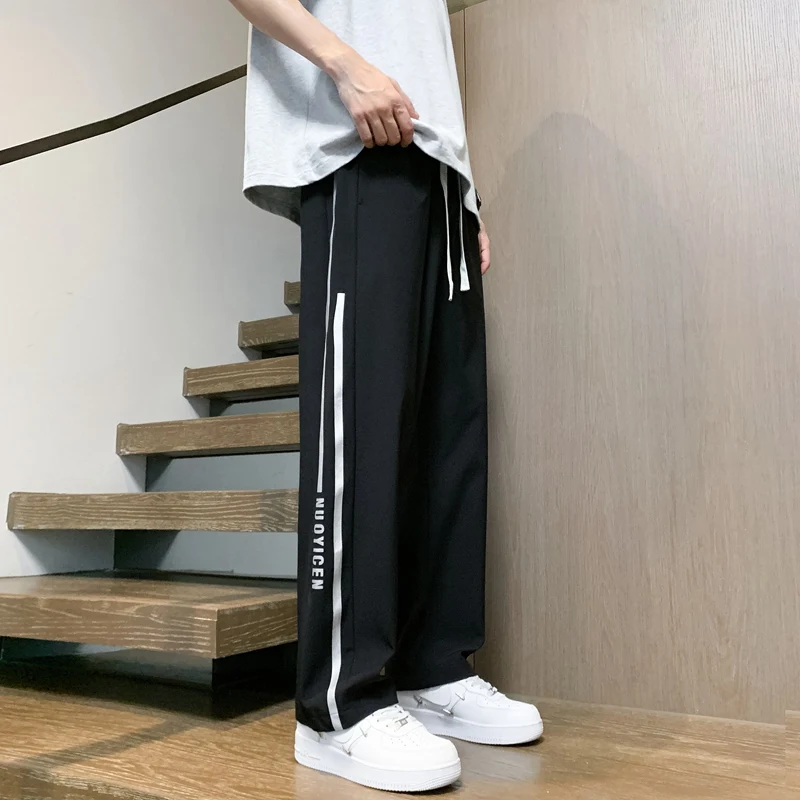 Pantalon léger et fin à rayures pour hommes, Streetwear d'été, Mode coréenne, Décontracté, Hip-hop, Rétro, Pantalon de jogging, Nouveau