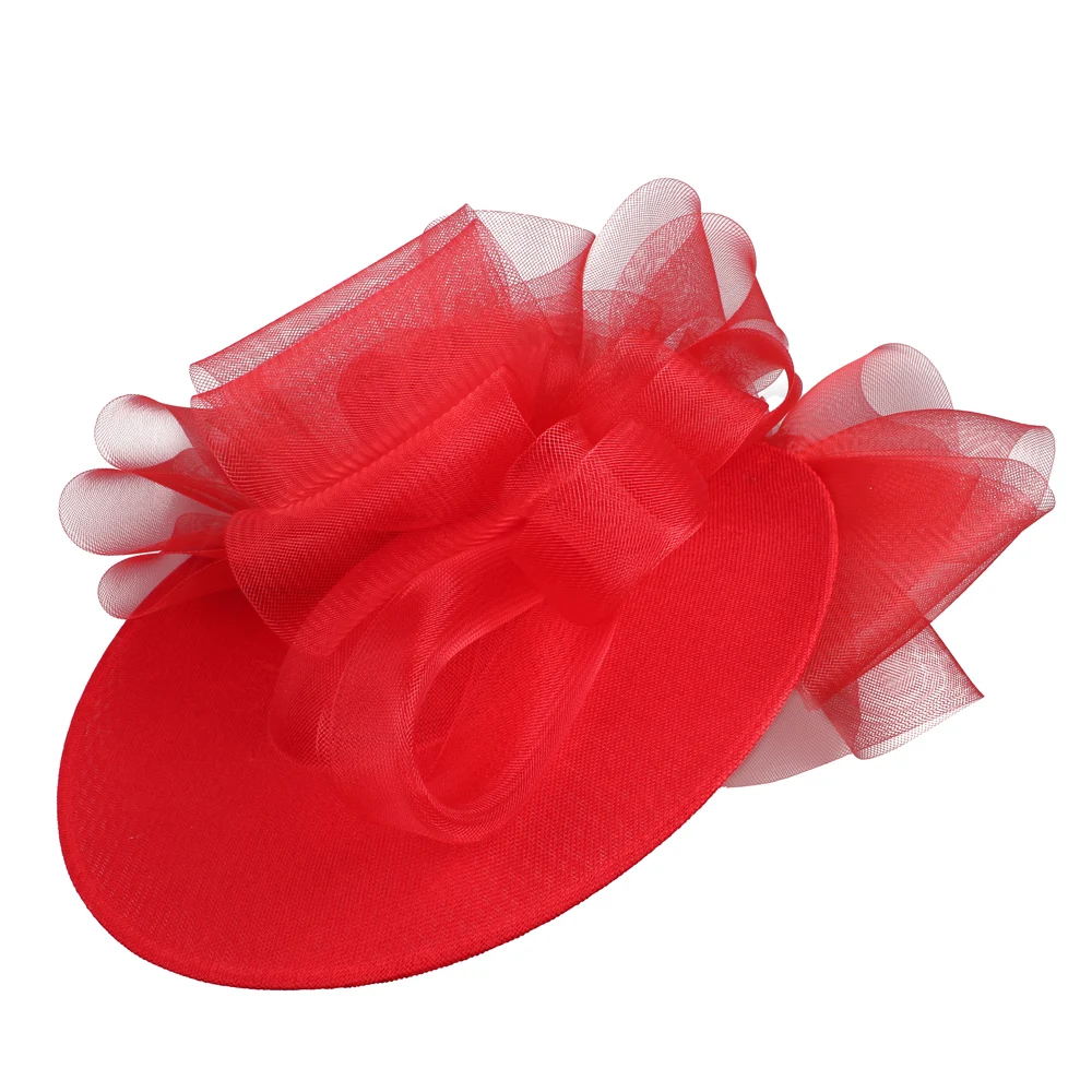 

Gorgeous Women Occasion Wedding Bride Big Fascinator Hat Headwear Beige Fedora Cap With Hair Pin Mesh Crinoline Hair Accessories