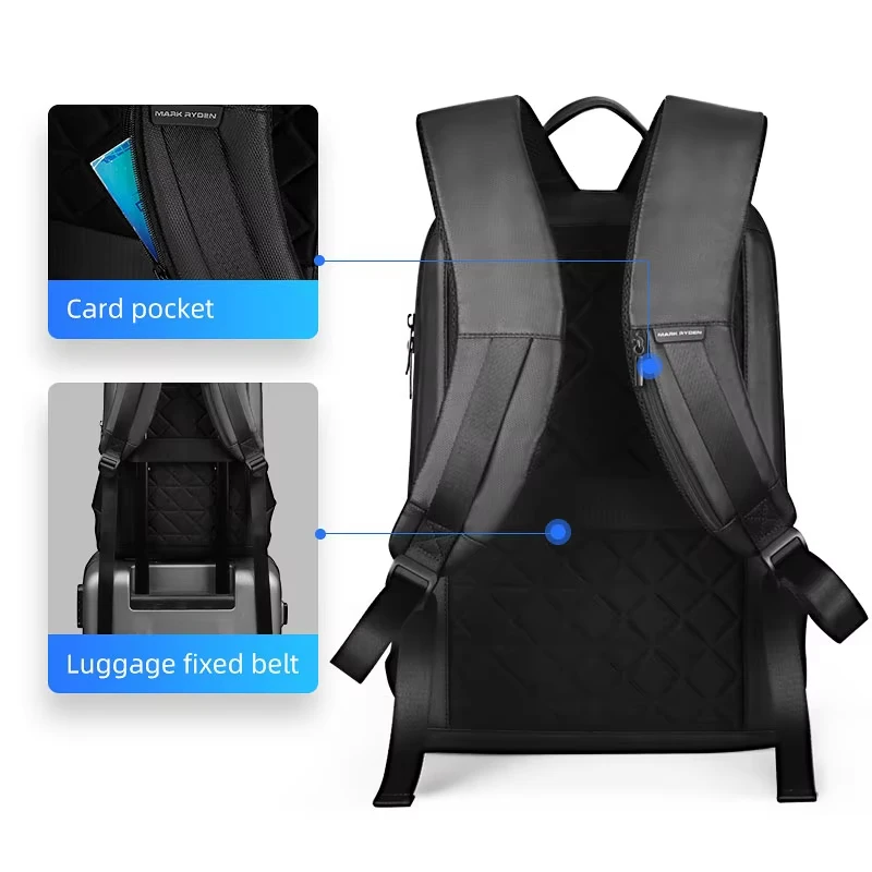 Men's Fashion Backpack Thin Backpack For Laptop 15.6in Waterproof Minimalist Backpack Ykk Zipper Waterproof Fabric