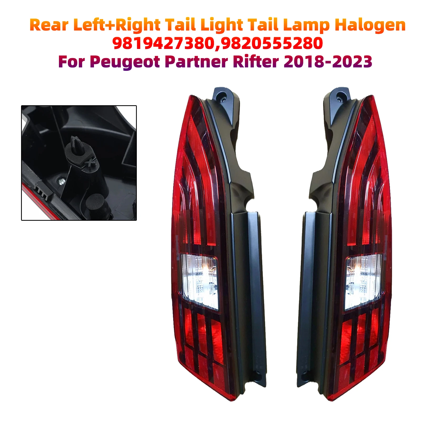 Artudatech Rear Left+Right Tail Light Tail Lamp Halogen For Peugeot Partner Rifter 2018 2019 2020 2021 2023 Car Accessories