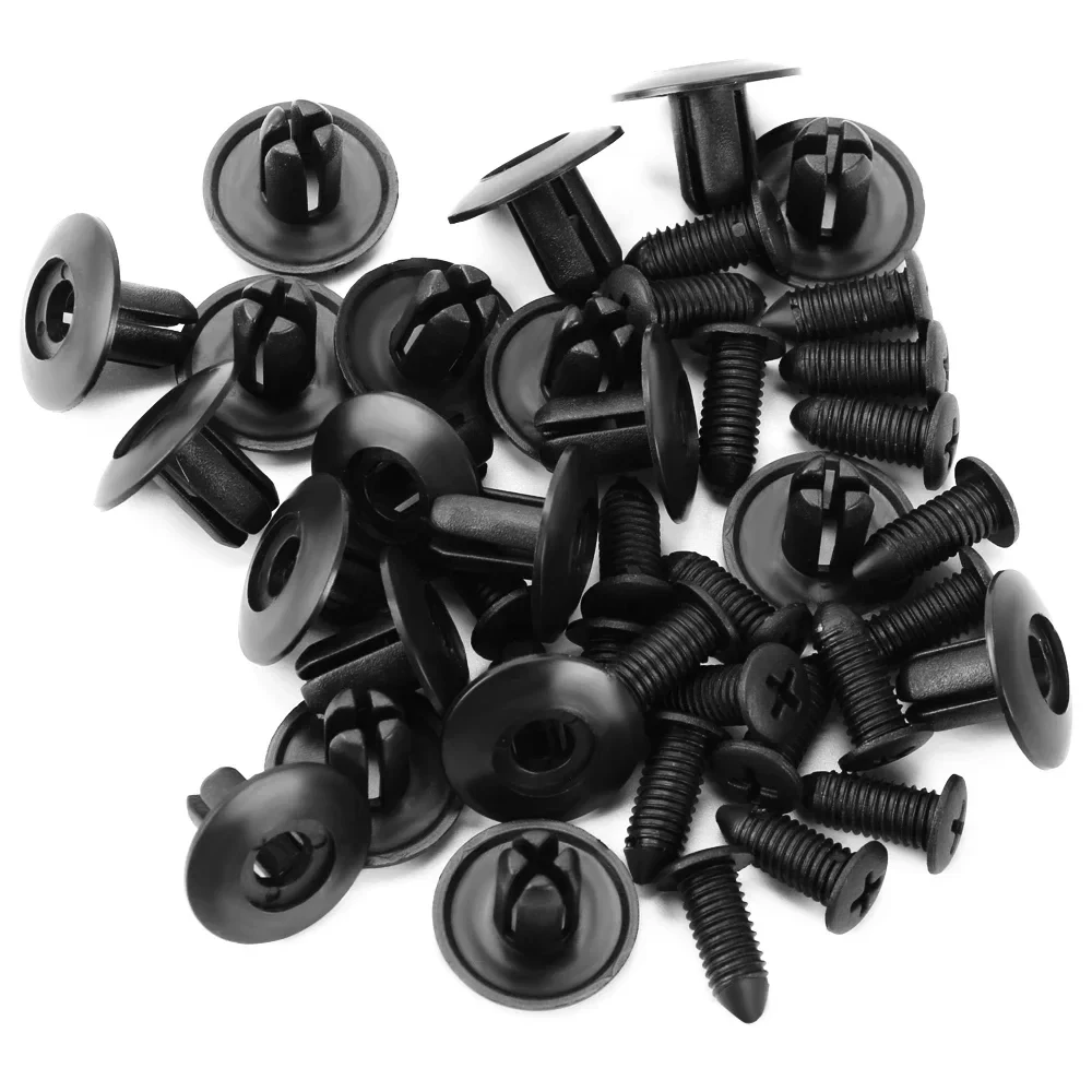 100PCS Plastic Rivets 8mm Fasteners Screw Car Bumper Fender Black Rivet Car Fastener Clips for Toyota Focus Kia Nissan Yamaha