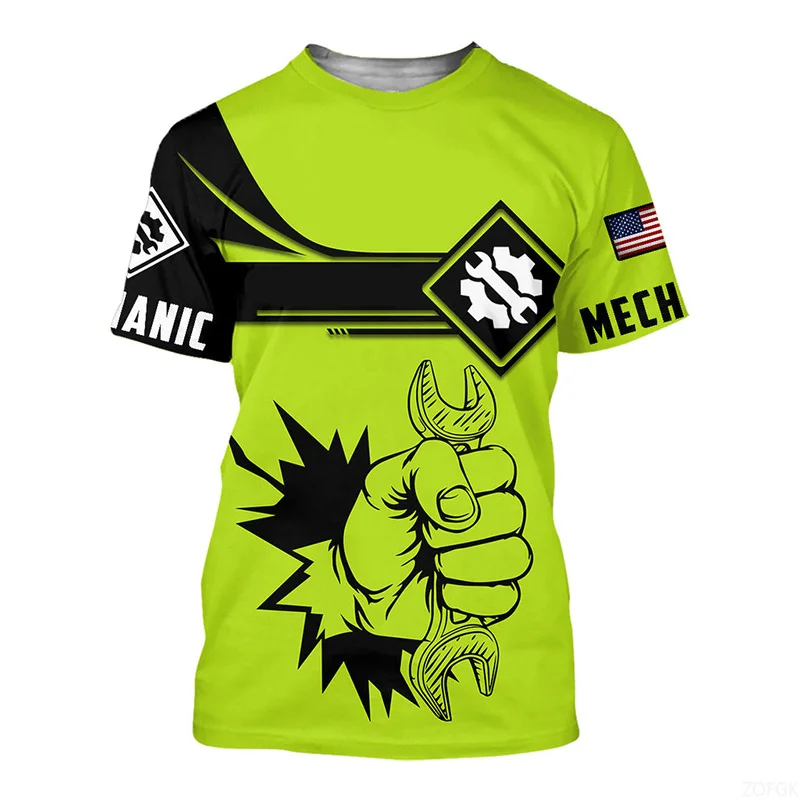 Mechanical Printing Popular Summer Unique Fun Patterns 3D Personalized Round Neck Fashionable Breathable T-shirt