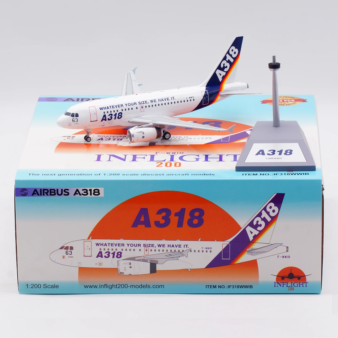 

Коллекционная модель самолета IF318WWIB из сплава, подарок, INFLIGHT 1:200, Airbus "House Color" A318, литая под давлением модель реактивного самолета F-WWIB