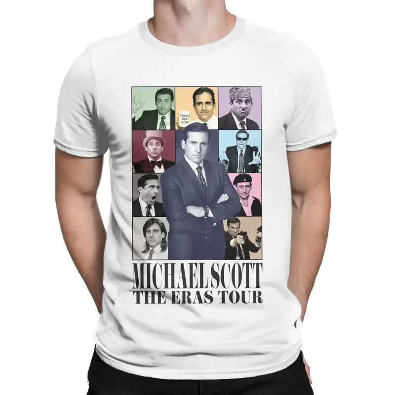 Y2K Michael Scott Eras Tour T Men Cotton Novelty T-Shirts Round Neck The Office Tv Series Tees Short Sleeve Tops Gift