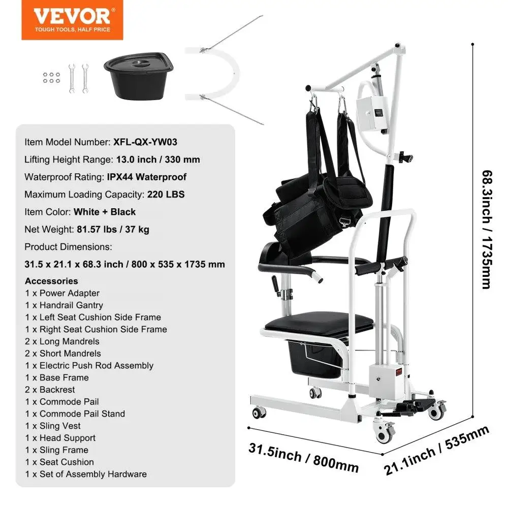 Sedia a rotelle elettrica per ascensore paziente con imbracatura