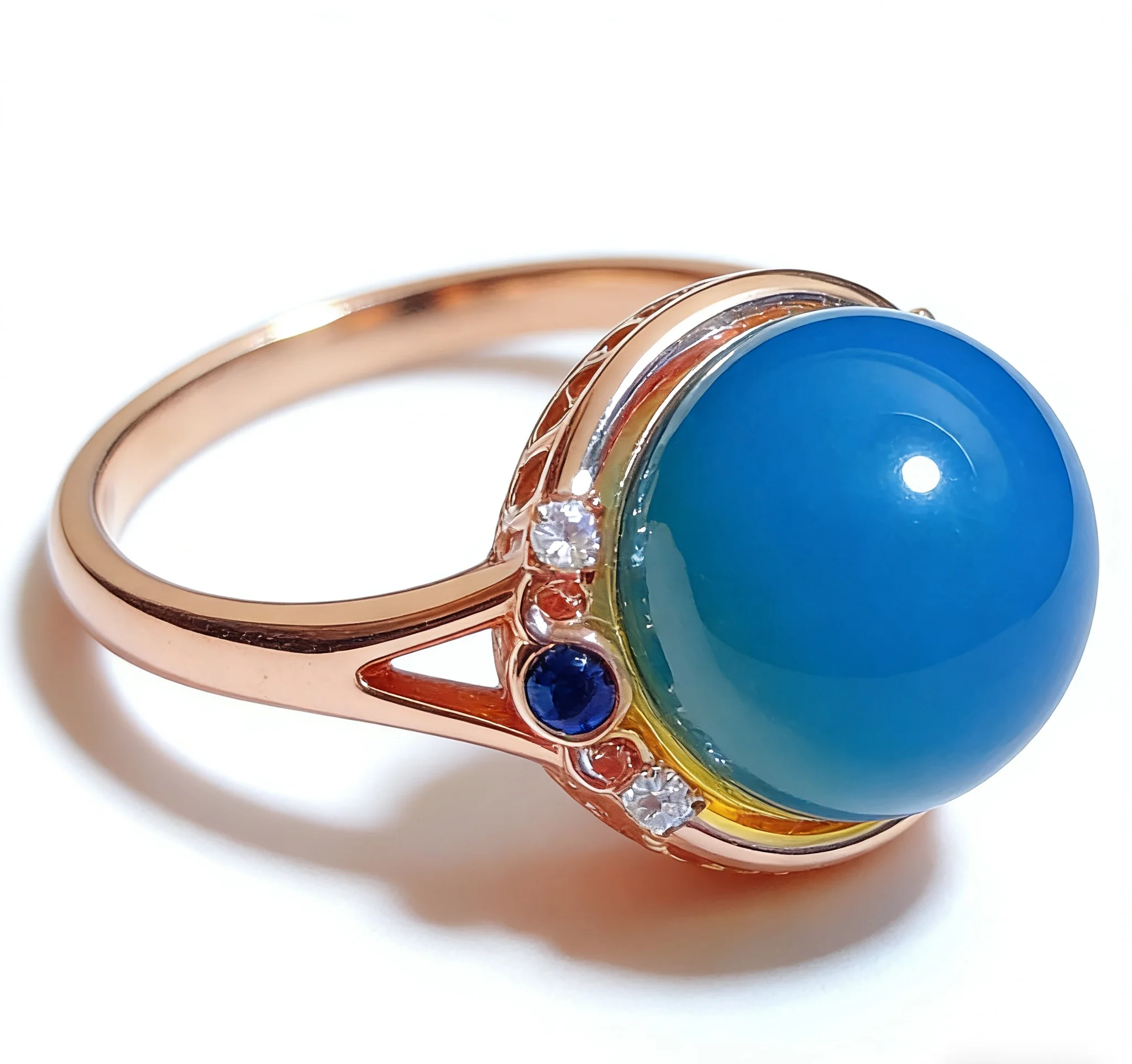 

Mexican Blue Amber Ring 13mm Sterling Silver Hollow Out Design Vintage Elegant Jewelry for Date Night French Style Daily Wear
