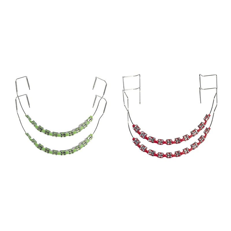 1 Pair Colorful Brackets Fake Braces For Teeth Temporary Metal Wires Metal Bracket Orthodontic Ligature Ties Dental