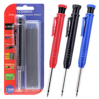Solid Carpenter Mechanical Pencil Card Set with 6Leads Refill, Deep Hole Woodworking Marking Tool Pen for Architect Drawing Tool