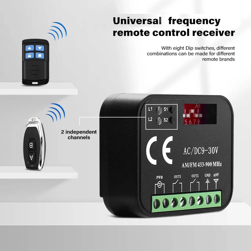 SOMMER 434.42MHz 868.35MHz ricevitore per cancello da Garage a 2 canali Controller modulo relè momentaneo 2CH 9-250V RX MULTI 300-900MHz
