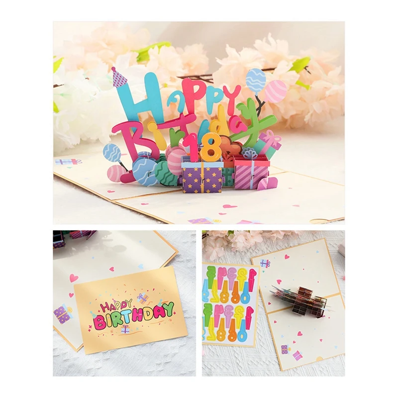 3D Threedimensional Birthday Greeting Card Colorful Handmade Paper Carving Blessing Gift Message Insertable Digital Card Durable