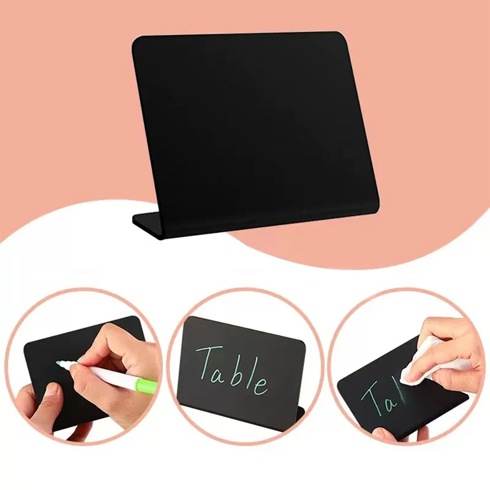 Runtowo 10 Uds soporte de etiqueta de precio en forma de L, Mini letrero de pizarra con etiquetas de nombre de tarjetas de lugar Base, decoración de fiesta de cumpleaños de boda