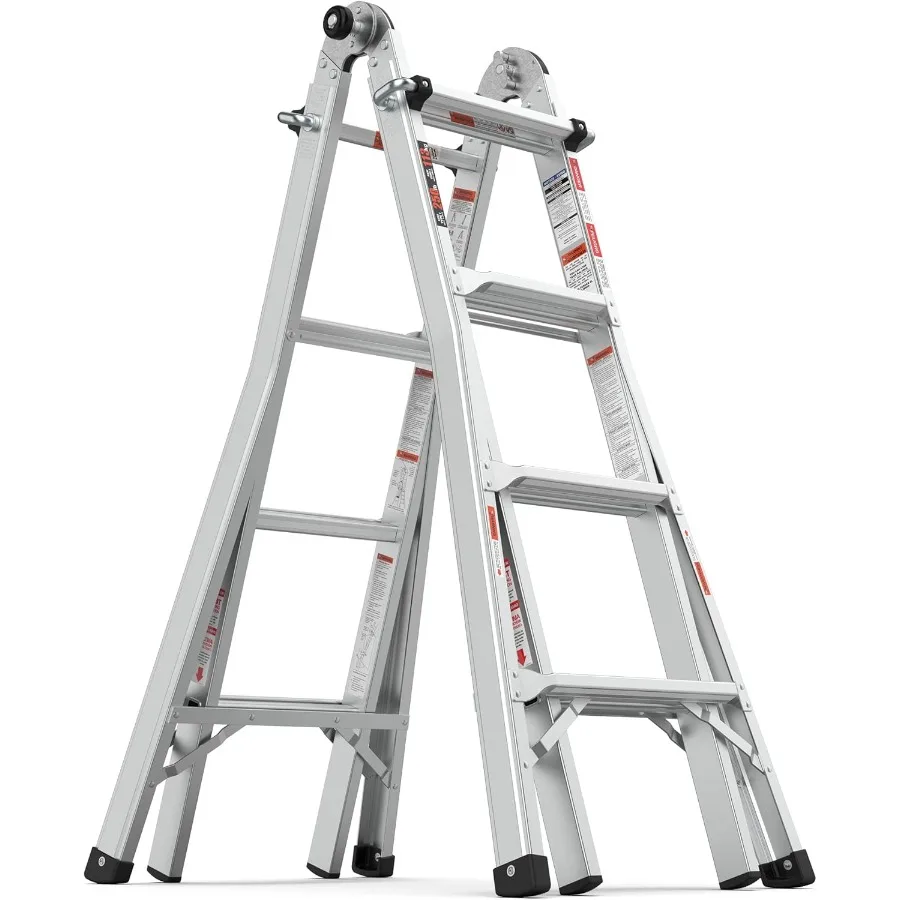 LadderA Frame 4 Step Extension Ladder 17 FT AntiSlip Multi Position Storage Folding Ladder 250 lbs Security Load Multi Position