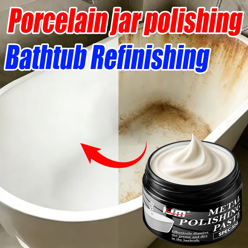 KJM Universal Metal Polishing Paste 32g Bathtub Refurbish Porcelain Restore Tile & Stone Care Balcony Wall Toilet Cleaner