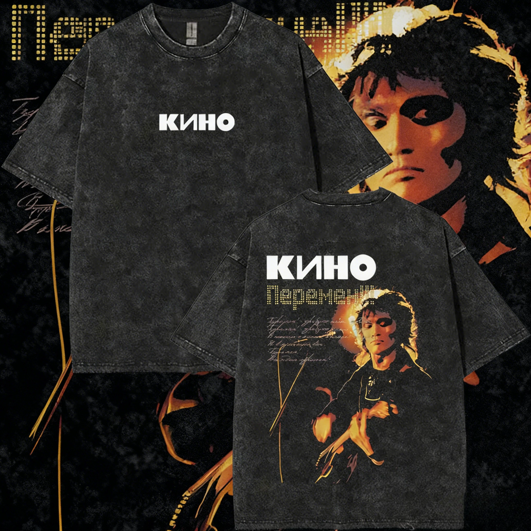 Camiseta gráfica Retro lavada de verano 2025, camiseta gráfica Keno Viktor Tsoy, ropa informal holgada de algodón de manga corta para hombre, ropa de calle de Rock ruso.