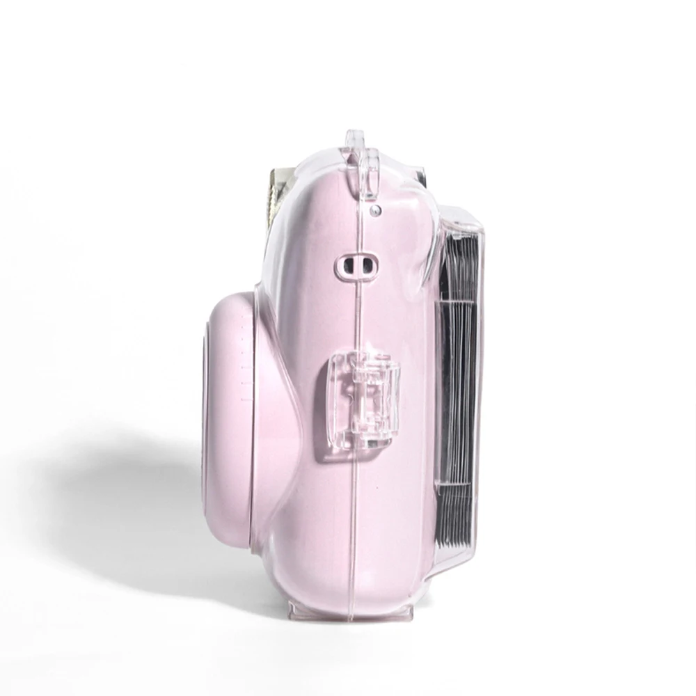 Funda de plástico transparente para cámara Fujifilm Instax Mini 12, funda protectora para cámara, bolsa para fotos, Correa y pegatinas