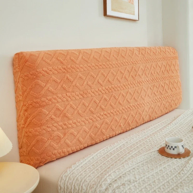 Rhombus Plush Elastic Bed Head Slipcover Children Room Second Bedroom Fully Wrapped Headboard Cover Soft Thick Decorative Cloth