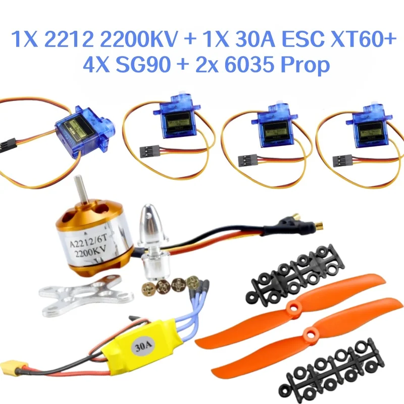 

A2212 2212 2200KV Brushless Motor 30A ESC SG90 9G Micro Servo for RC Fixed Wing Plane Helicopter