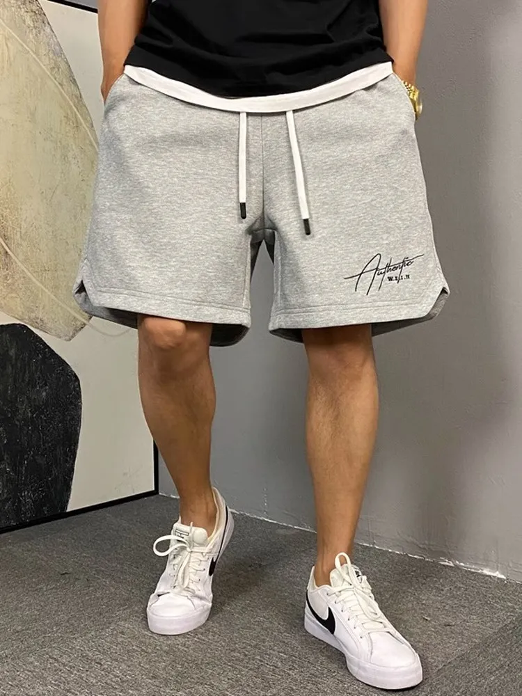 

American High Street Men's orts Casual Loose Fitn Sports Baskeall Running Five-Quarter Length Youth Summer Faion