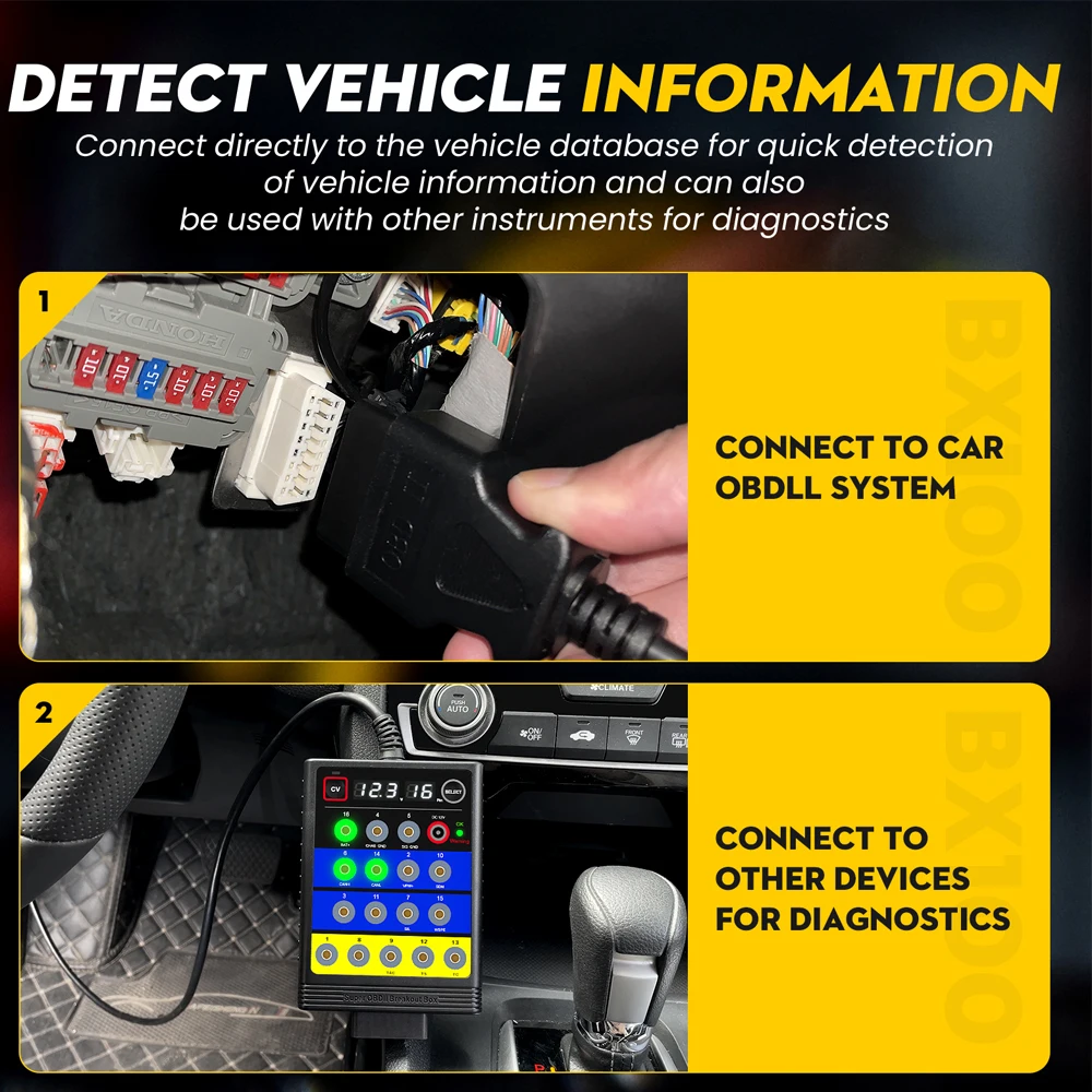 BX100 OBD2 Universal Jumper Tester 12V/24V Voltage Testing/Short Circuit Protection Super Breakout Box Auto Diagnostic Equipment