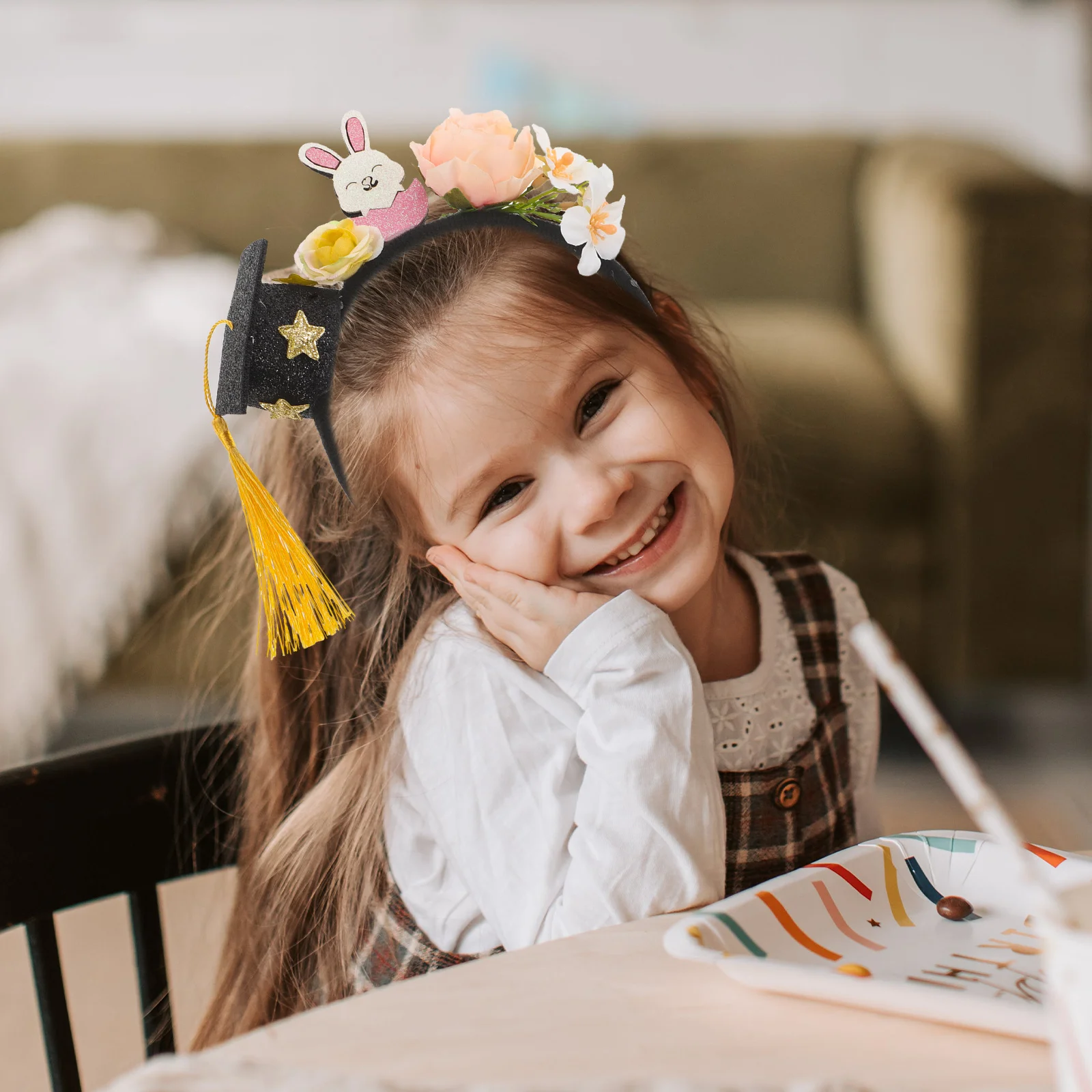 

3pcs Graduation Cap Headband Mini Grad Cap Hairband Kindergarten Graduation Party 2025 Photo Props Lightweight Easy Match