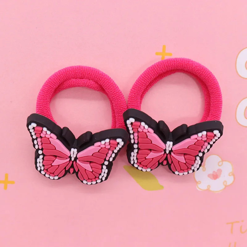 2Pcs/Set Kawaii Cartoon Animal Butterfly Headband Scrunchie Children\'s Elastic Bands For Girl Hair Accessorie Holiday Gift